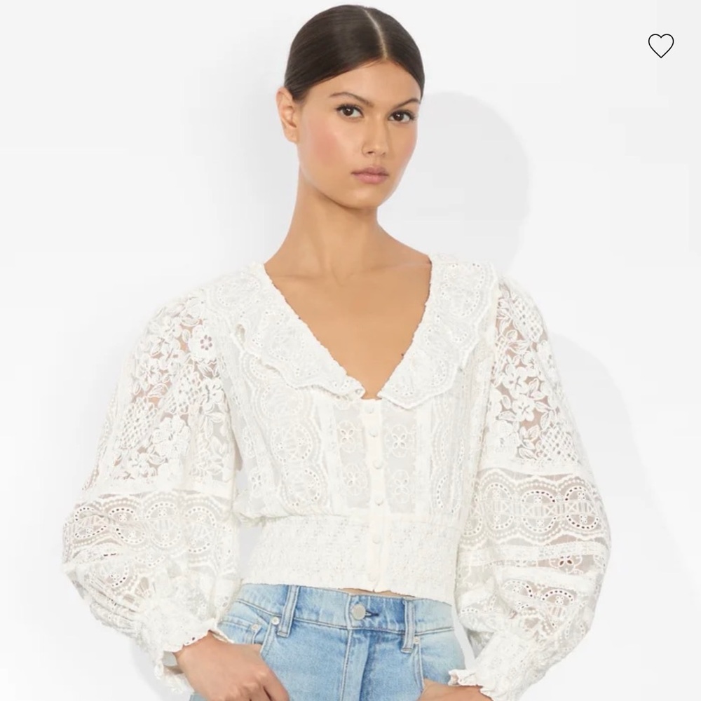 Alice + Olivia White Lace Blouse